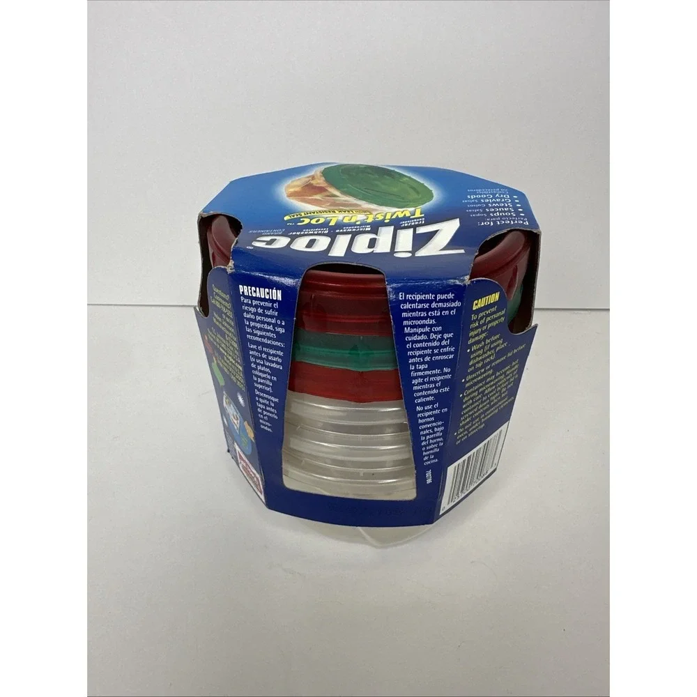 NEW Ziploc Twist n Lock Loc 3 Pack Small Round Plastic Containers Lids 1 Pint
